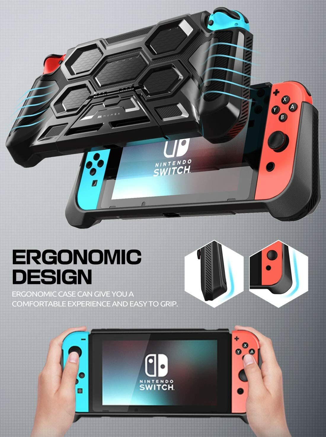 Mumba For Nintendo Switch Console Joy-Con Controller Grip Case Kickstand Cover