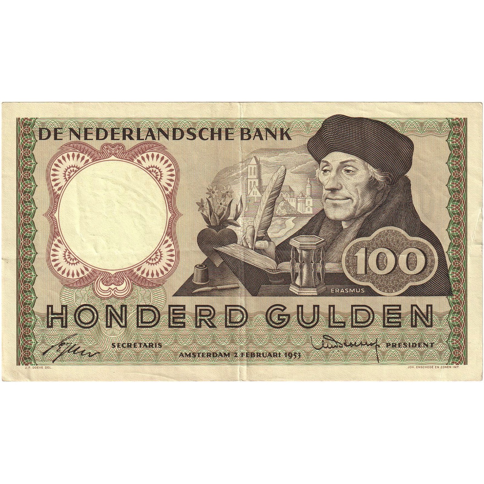 [#393388] Banknote, Netherlands, 100 Gulden, 1953, KM:88, AU(50-53)