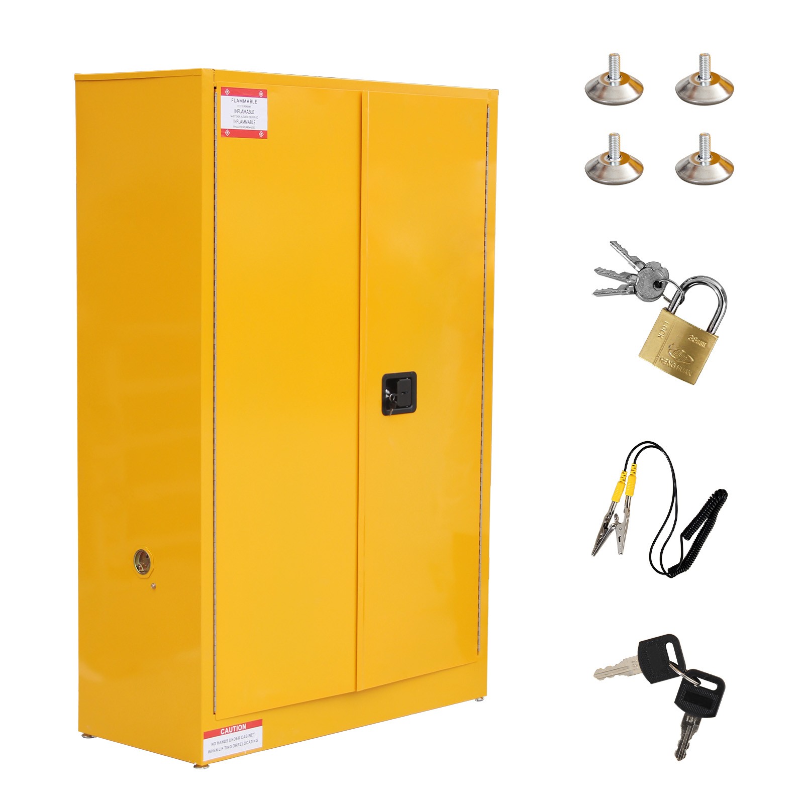 65" Industrial Flammable Liquid Safety Cabinet 45 Gal, Double Wall Steel, Vented