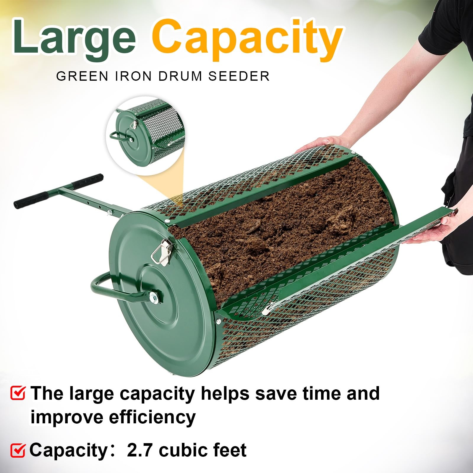 Hiboom 36 Inch Compost Spreader, Peat Moss 15.7 x 36 Inch, Green