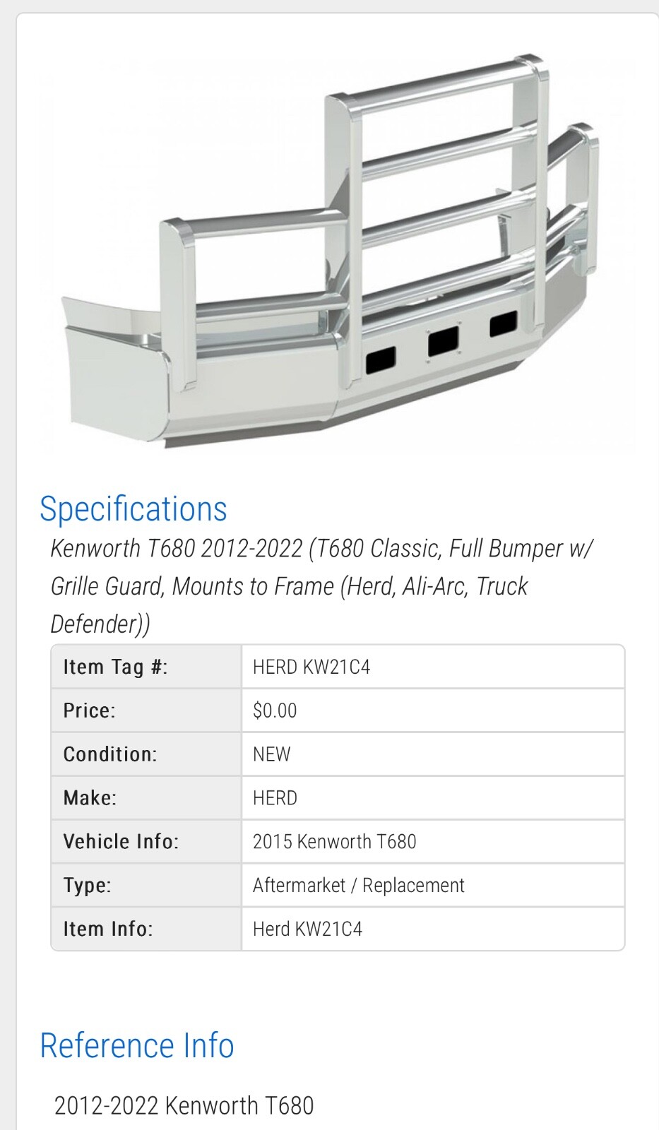 Kenworth T680 AeroPLUS Grille Guard 2020