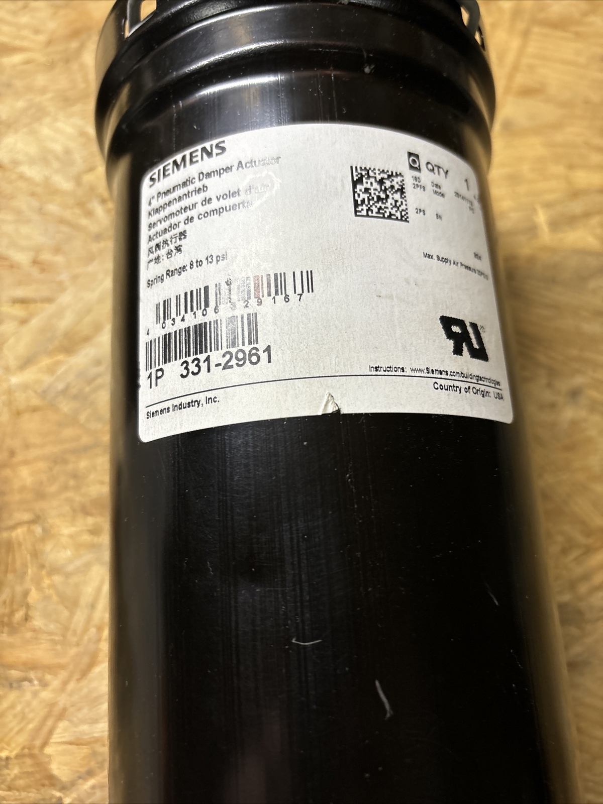 SIEMENS - 331-2961 - 4" Stroke Pneumatic DAMPER ACTUATOR - 8-13PSI - (NEW)