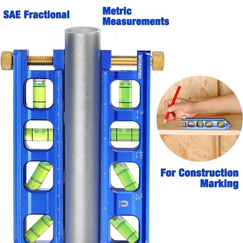 WORKPRO 6.3" Conduit Bending Level Magnetic Torpedo Level Pipe Level Bubble Vial