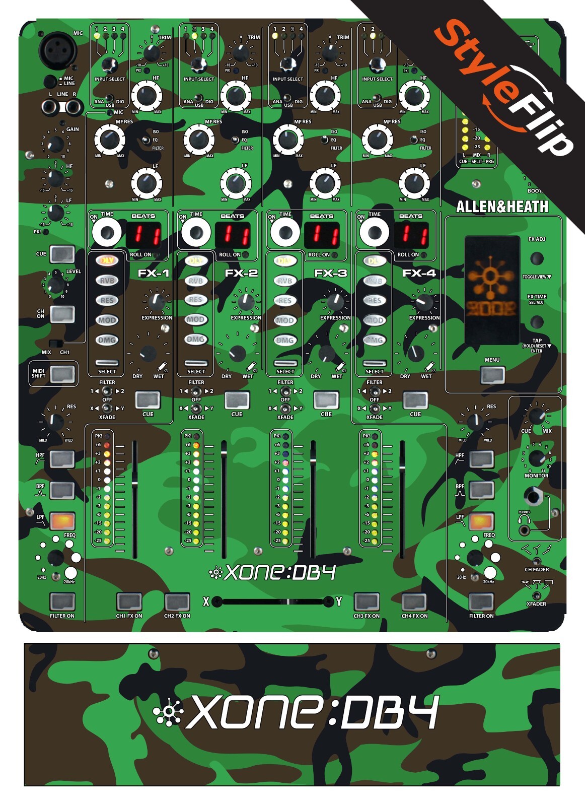 Allen & Heath XONE DB4 Skins | Green Camo | Protective Decal | StyleFlip Skins
