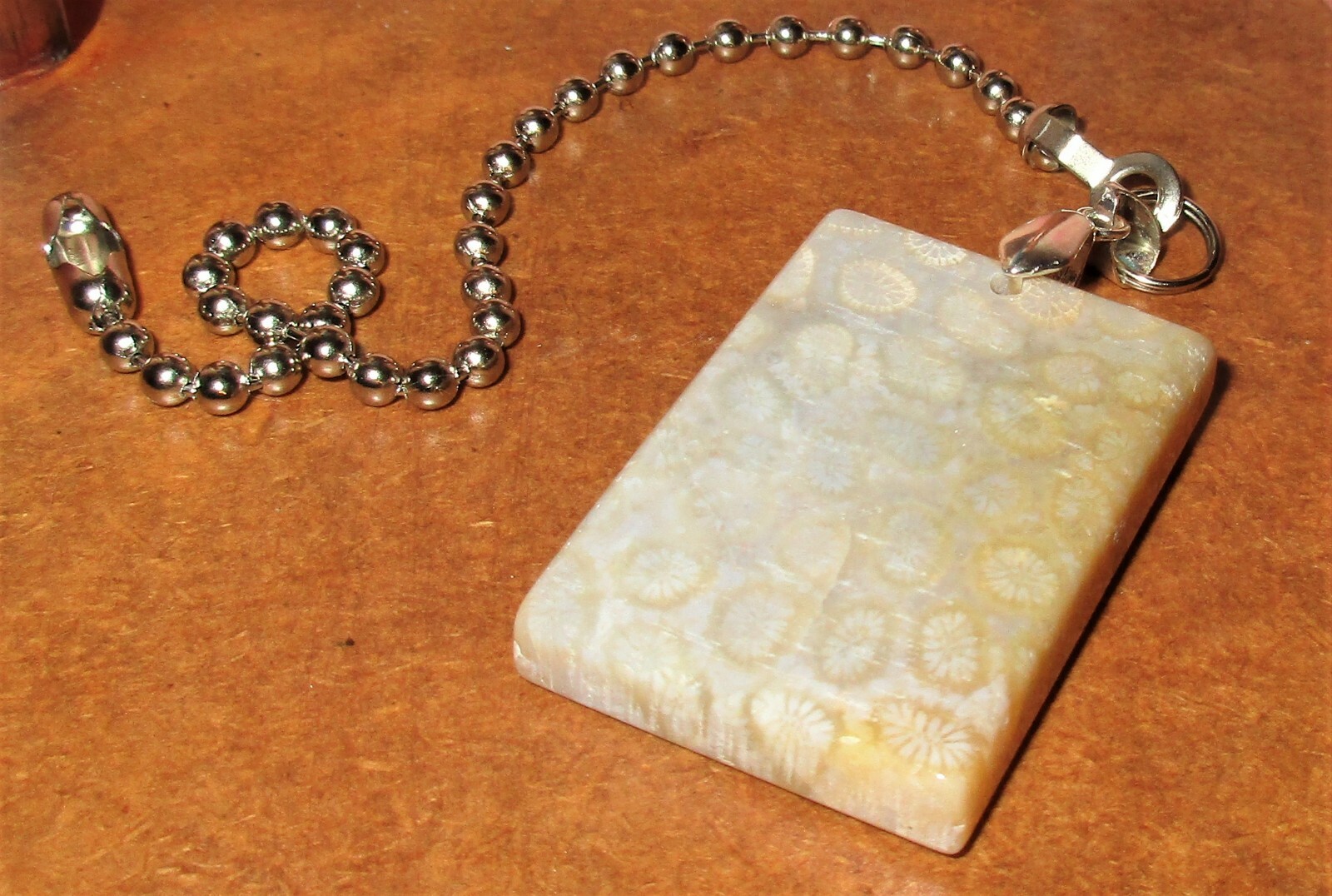 CHAIN FAN PULL Ceiling Light 6in 15cm USA Chrysanthemum Coral Fossil square cut