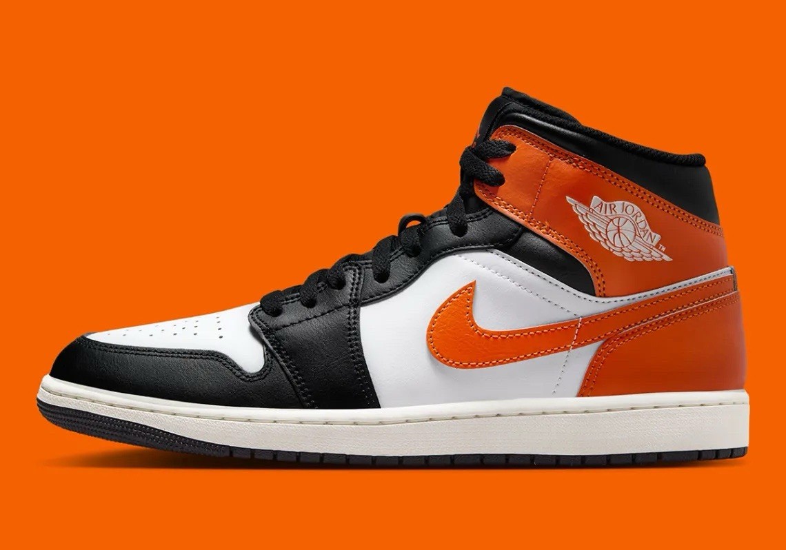 Nike Air Jordan 1 Mid White Black Starfish DQ8426-801 Men's Shoes Multi Size