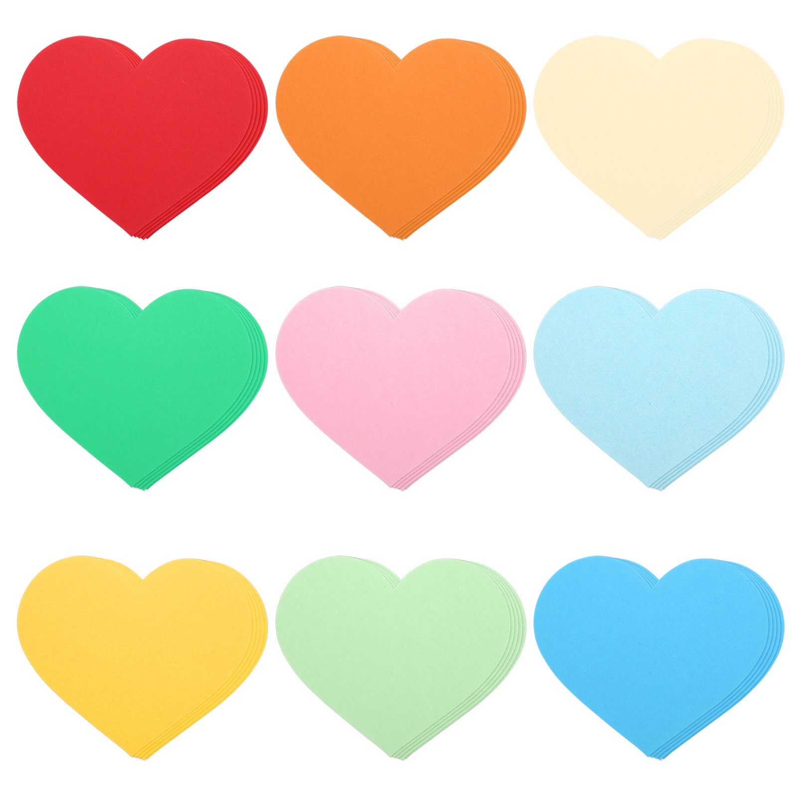 45 Pcs Heart Cutouts, 9 Assorted Color 6 x 5 Inch