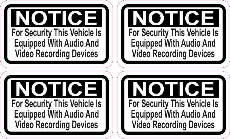 2.5x1.5 Notice Audio and Video Recording Stickers Car Truck Vehicle Bumper Decal
