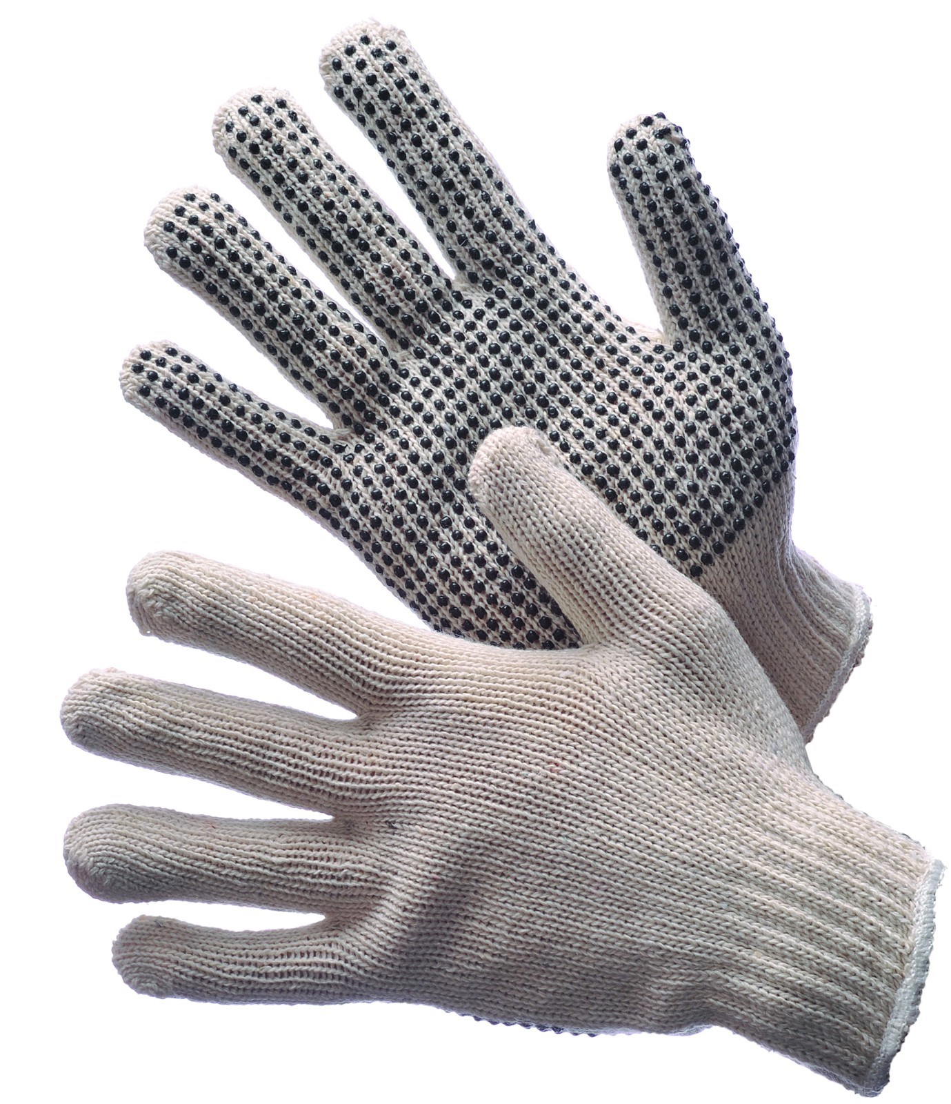 48 PAIRS STANDARD STRING KNIT PVC DOT ONE SIDE WORK GLOVES - SIZE: LADY (S)
