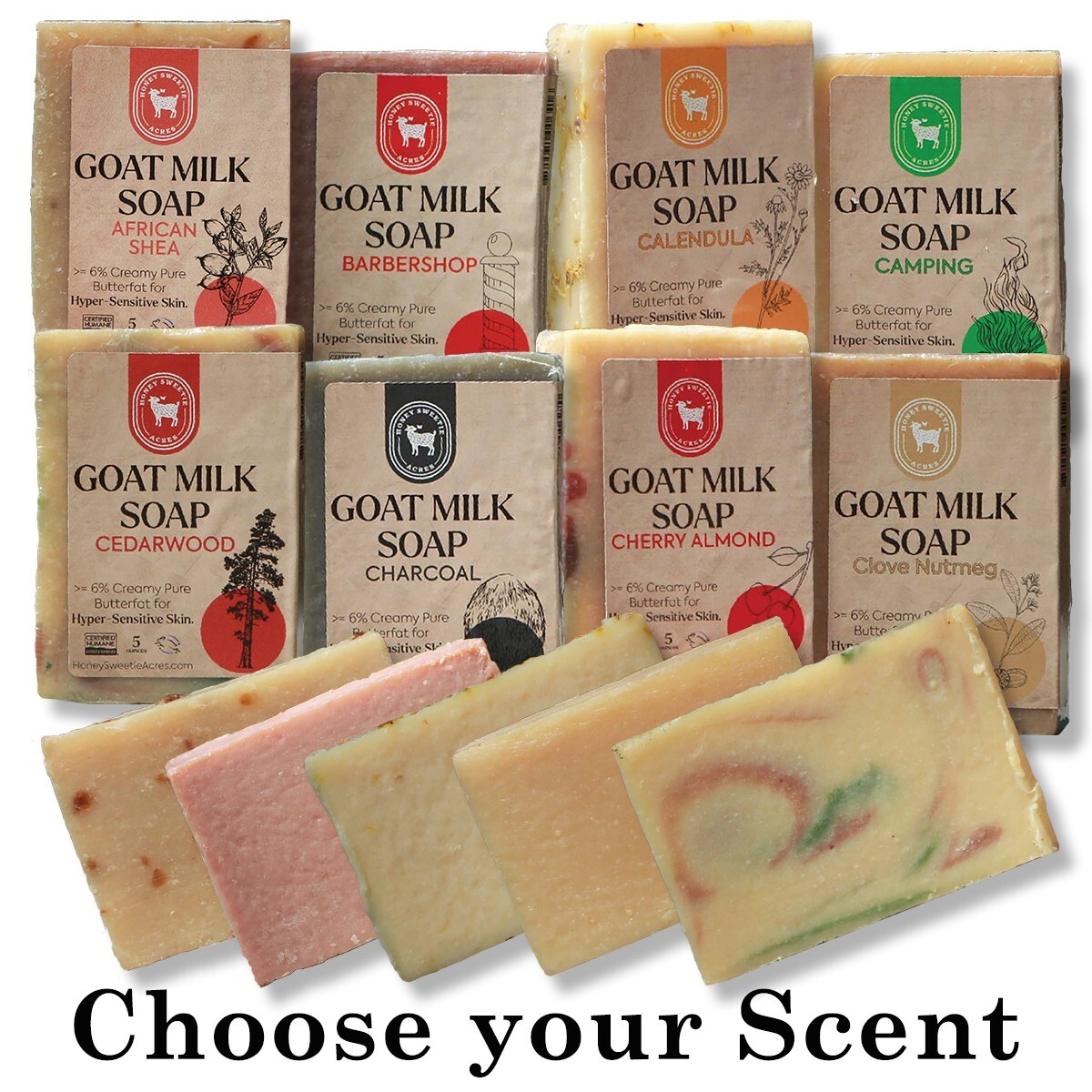 Honey Sweetie Acres All Natural Goat Milk Soap 5oz Moisturizing Body Bar 10 Pack