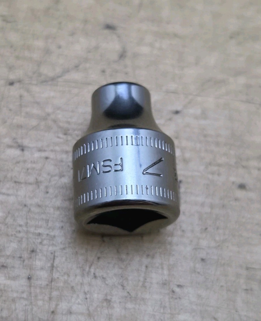 New Snap On FSM71 - 3/8" Drive 7mm Shallow 6 Point Chrome Socket