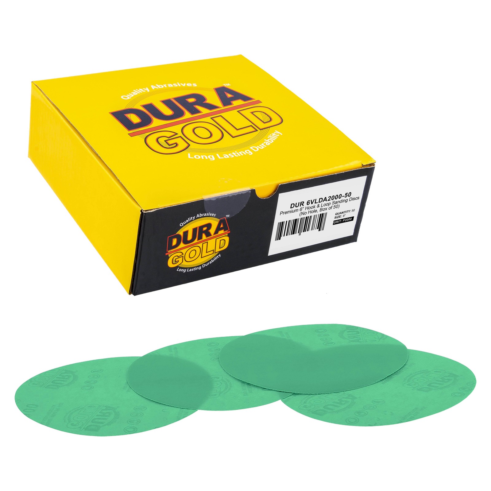 6" Sanding Discs - 2000 Grit - 50 Hook & Loop Backing Sandpaper Discs
