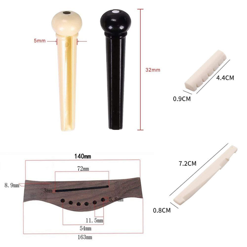 6 String Acoustic Guitar Rosewood Bridge Saddle Nut Pins Set Replacement