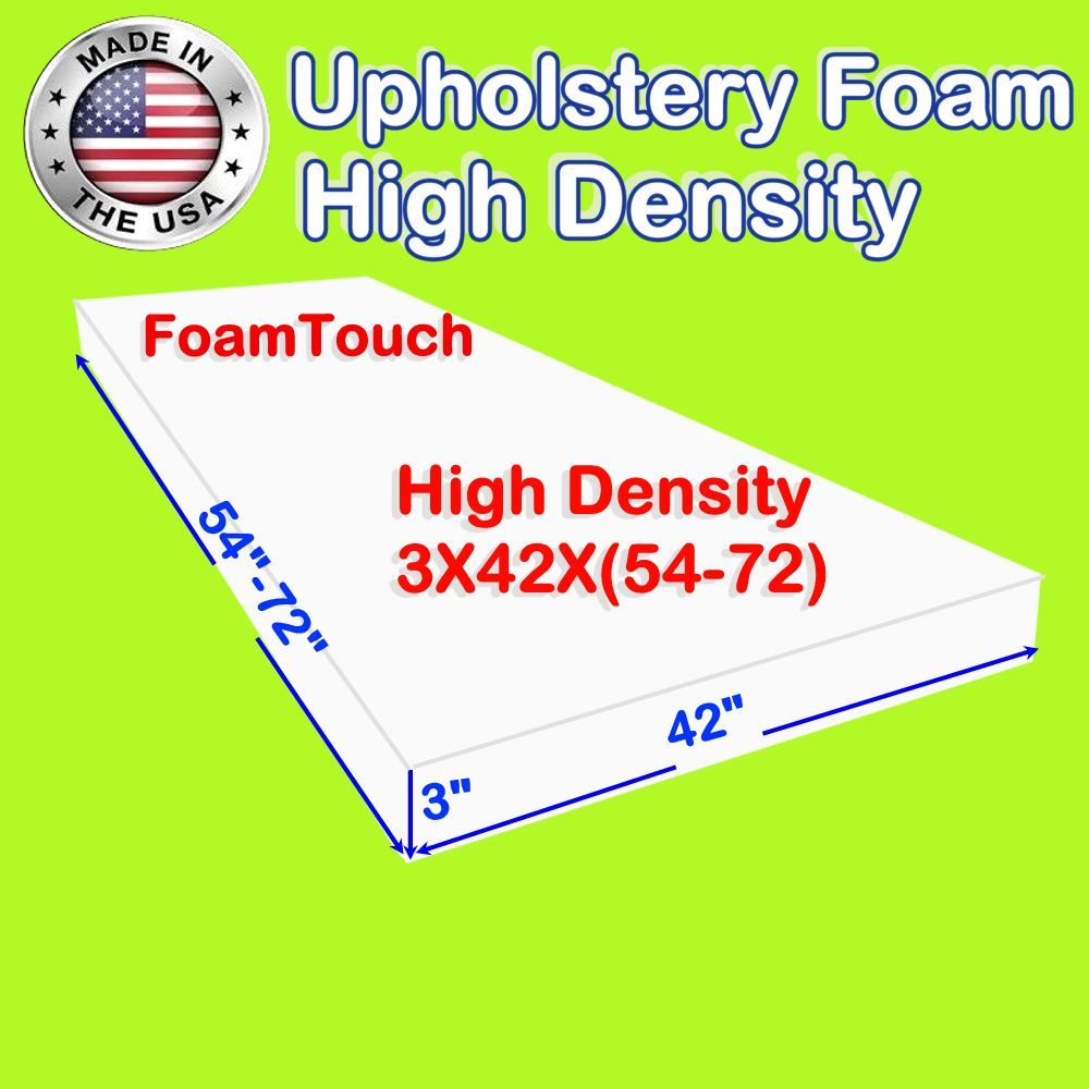 FoamTouch High Density Upholstery Foam Cushion 3" X 42" X (54-72)" Custom Cut