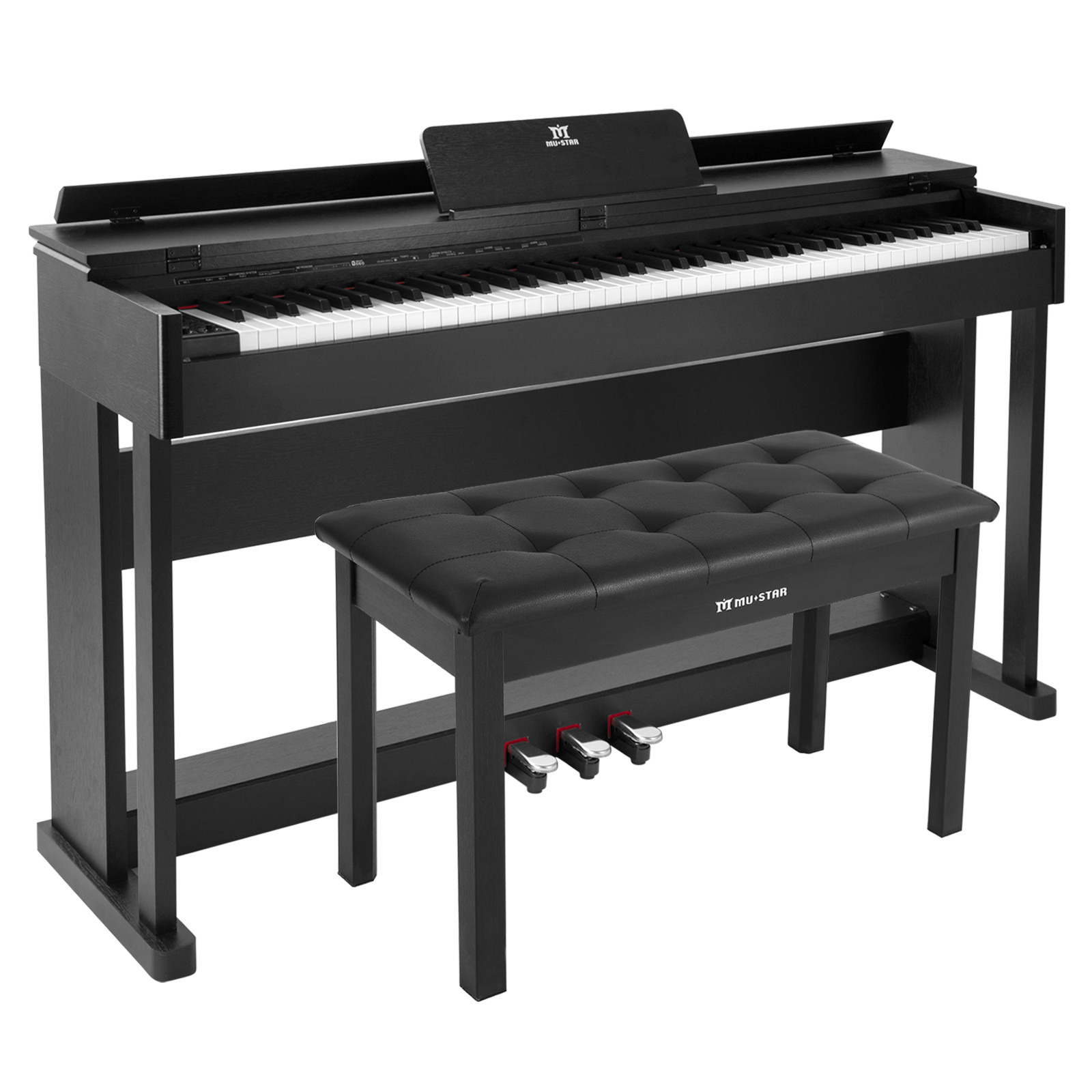 Black 88 Keys Fully Weighted Hammer Action Digital Piano Keyboard with Bench