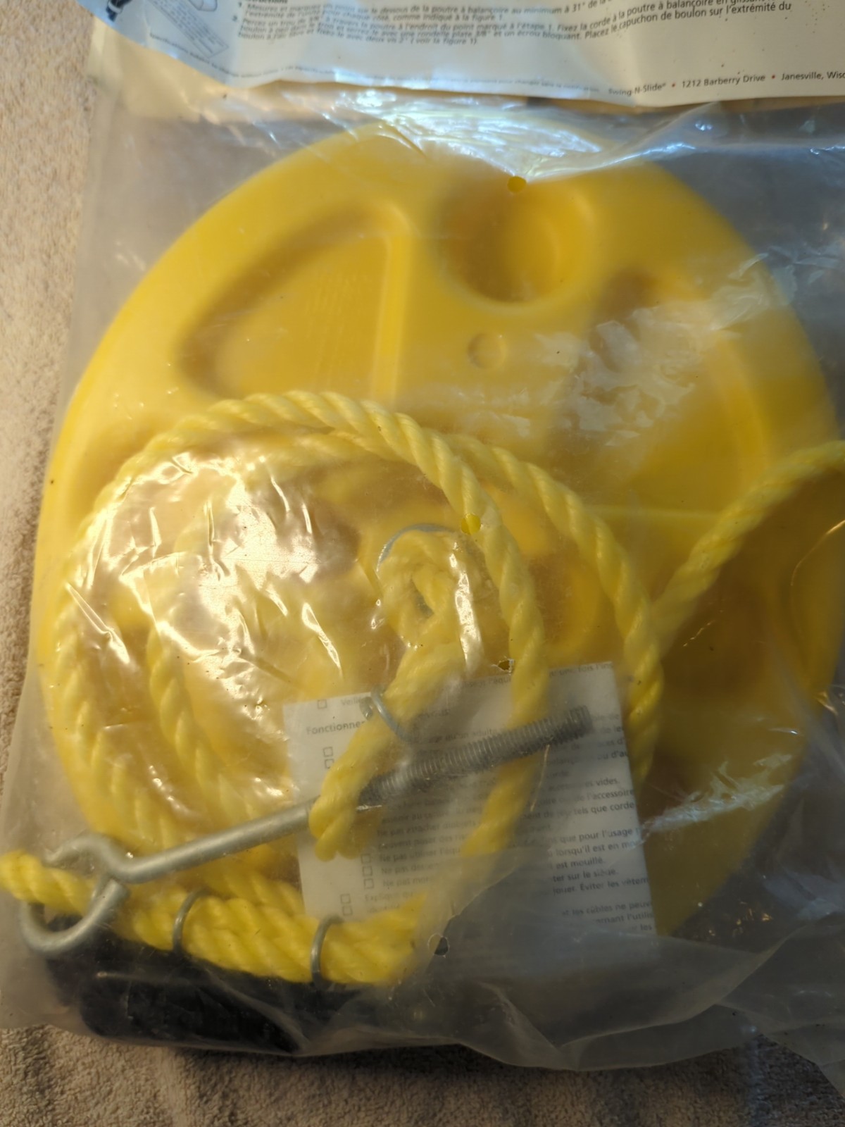 Disc Swing Swing N Slide Rope Tree Playset Accessory Yellow Star Made In USA NEW
