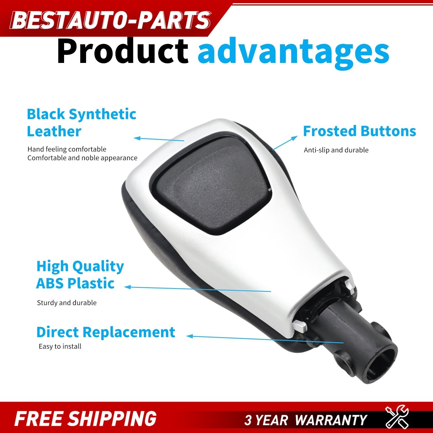 Silver Automatic Knob Kit Shifter 5YD291X9AB for 2014-2019 Jeep Cherokee
