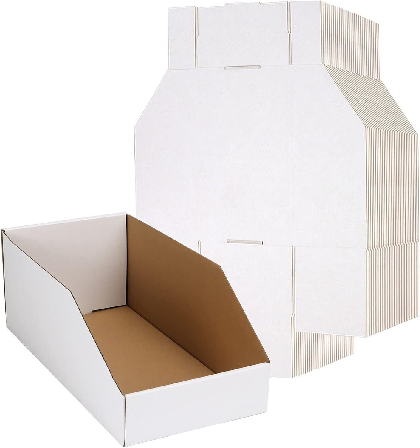 Cardboard Boxes, Pack of 35 Corrugated Storage Bins 12x6x4.5 inch Pantry Organiz