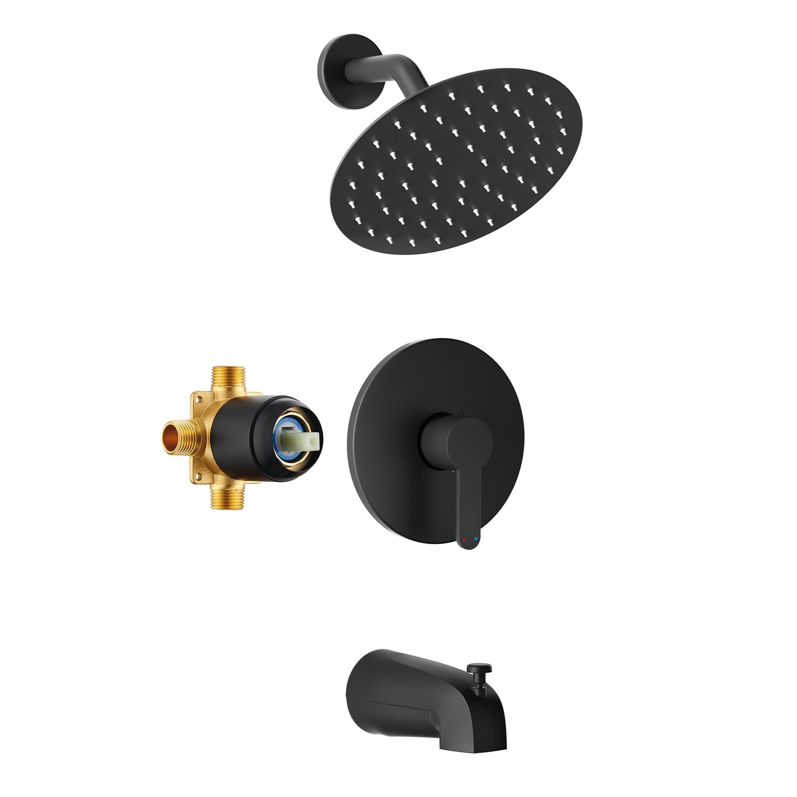 Tub Shower Faucet, Matte Black Shower Faucet Set with 8-Inch All-Metal Rainfa...