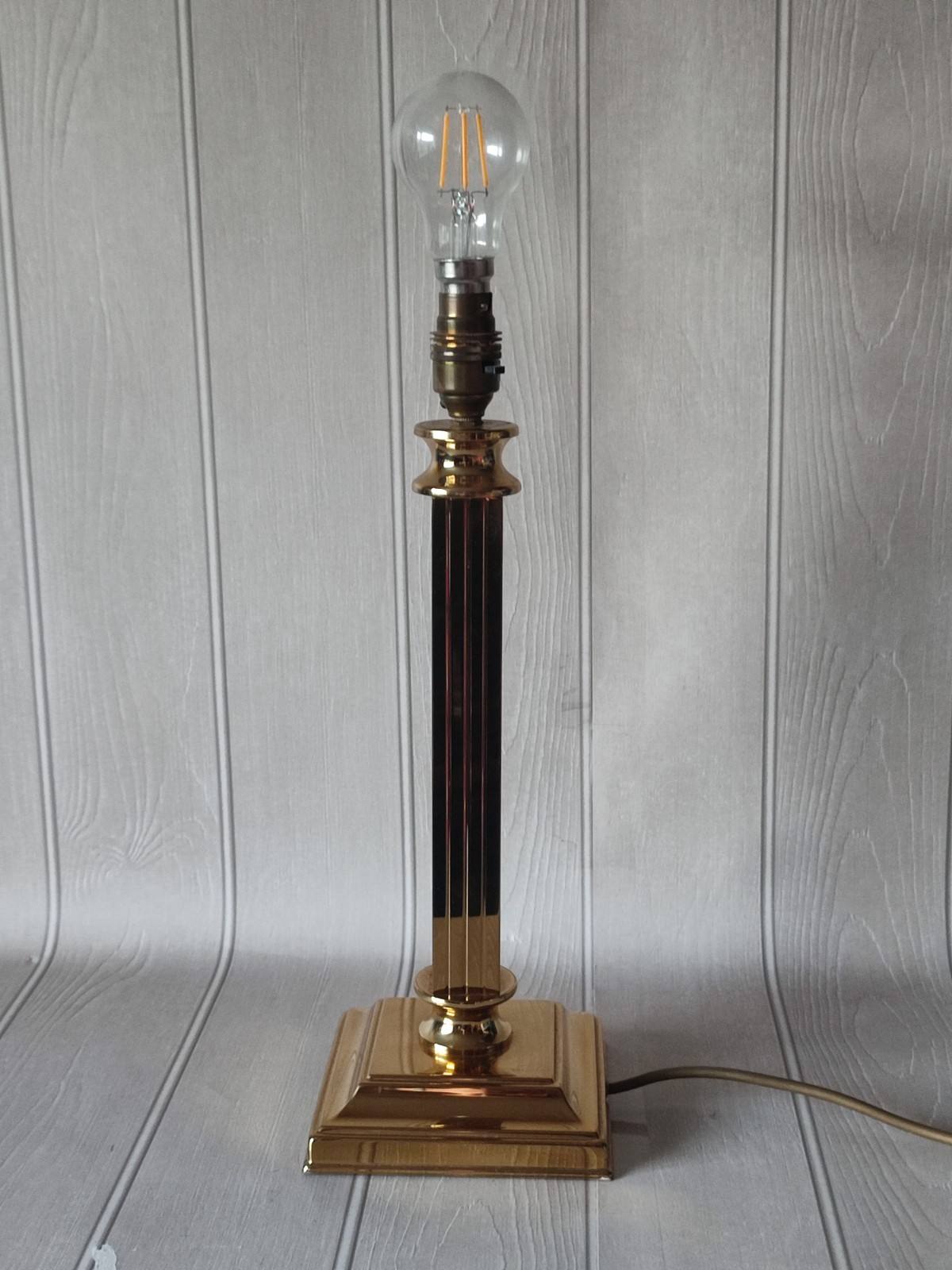 Vintage Tall Brass Table Lamp Corinthian Style Square Column 15.5" Tall