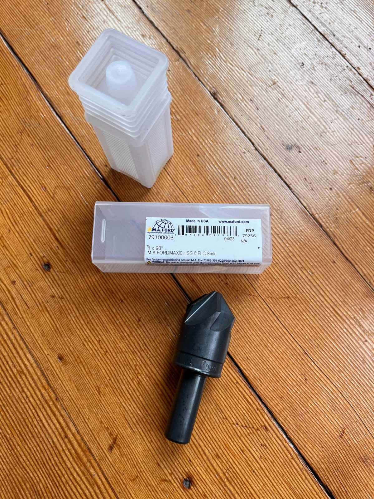 M A Ford 1" x 90deg HSS 6 Fl Countersink, 1/2" Shank, 2-3/4" OAL, Item 79100003