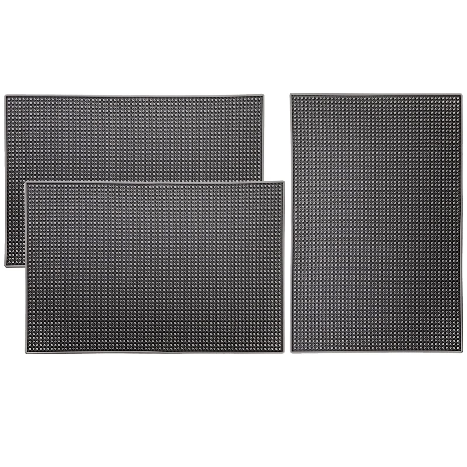 3 Pack Rubber Bar Mat 18 x 12, Thick Durable and Stylish Bar Service Spill Ma...