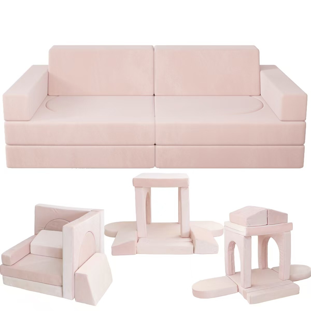 10Pcs Modular Kids Couch Washable Covers Indoor Couch Multifunctional Play Set