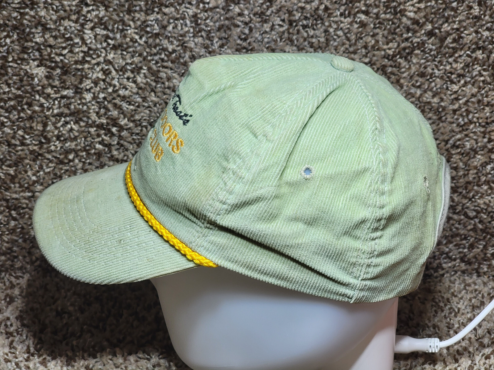 RARE FRED TROST OUTDOORS CLUB HAT MICHIGAN OUTDOORS corduroy rope, dirty