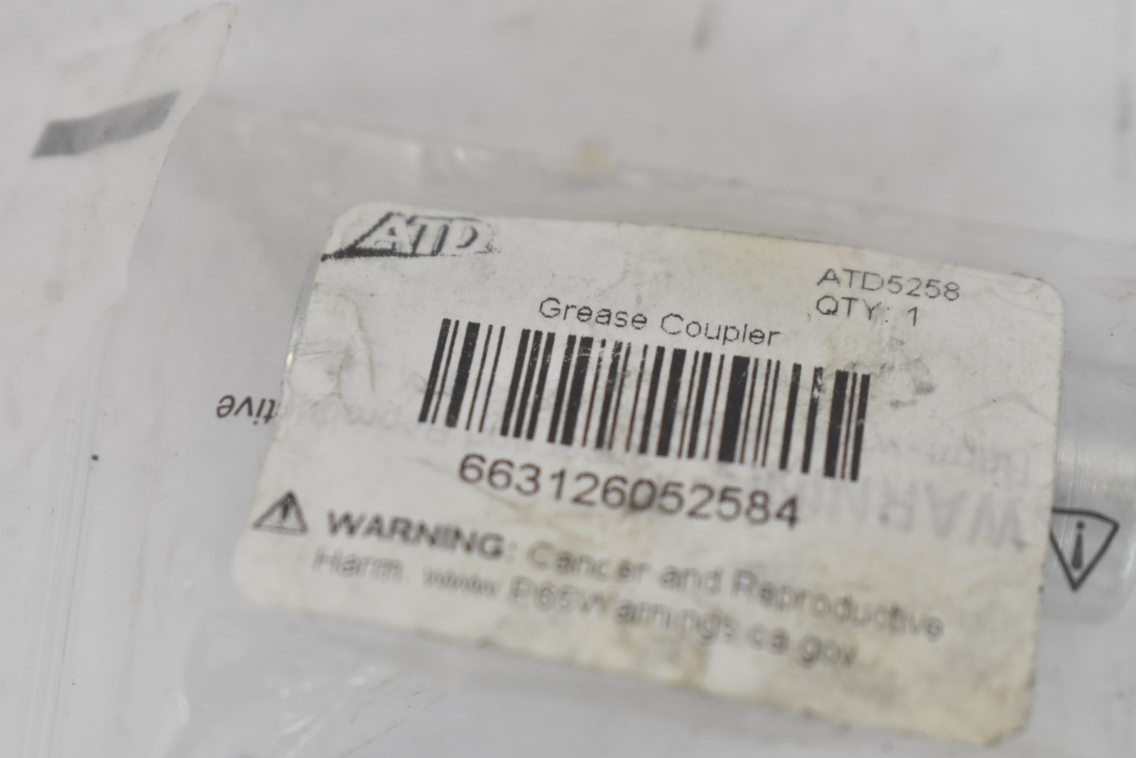 ATD Hydraulic Grease Coupler ATD5258 Silver Threaded Fitting Tool Connector