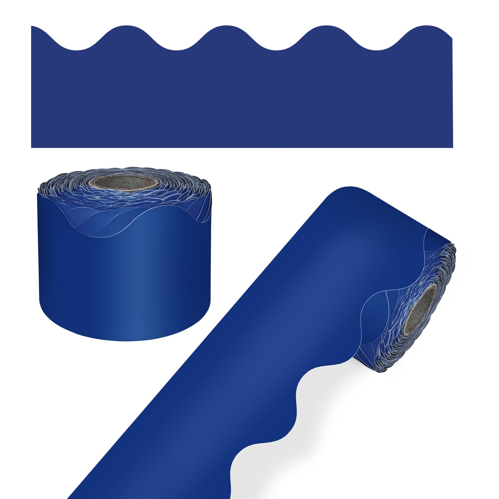 Carson-Dellosa 108469 Rolled Scalloped Border, 2.25" X 65 Ft, Navy