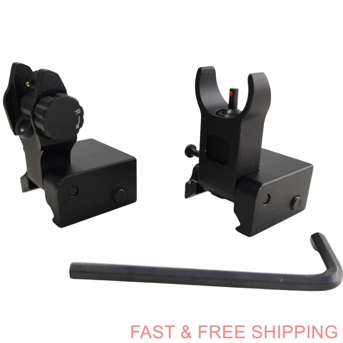 T actical Folding Back Up Iron Sight Flip Up Sights Front Rear Picatinny Rail