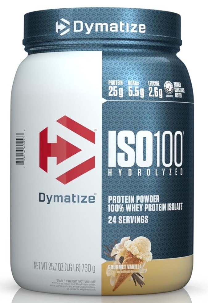 Dymatize ISO100 Hydrolyzed Whey Isolate Protein Powder Vanilla 25.7 Oz (1.6 Lb)