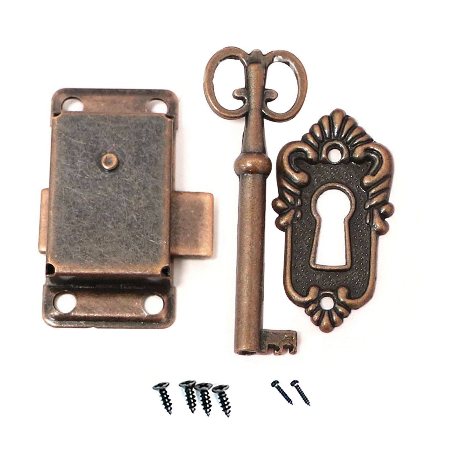 Furniture Cabinet Door Lock Set W/ Key Antique Drawer Wardrobe Lock Decor Kits/