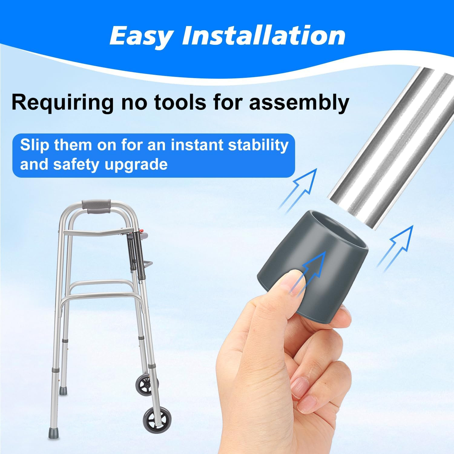 Rubber Walker Tips - Walker Feet Replacement - Walker Leg Caps - Heavy Duty A...