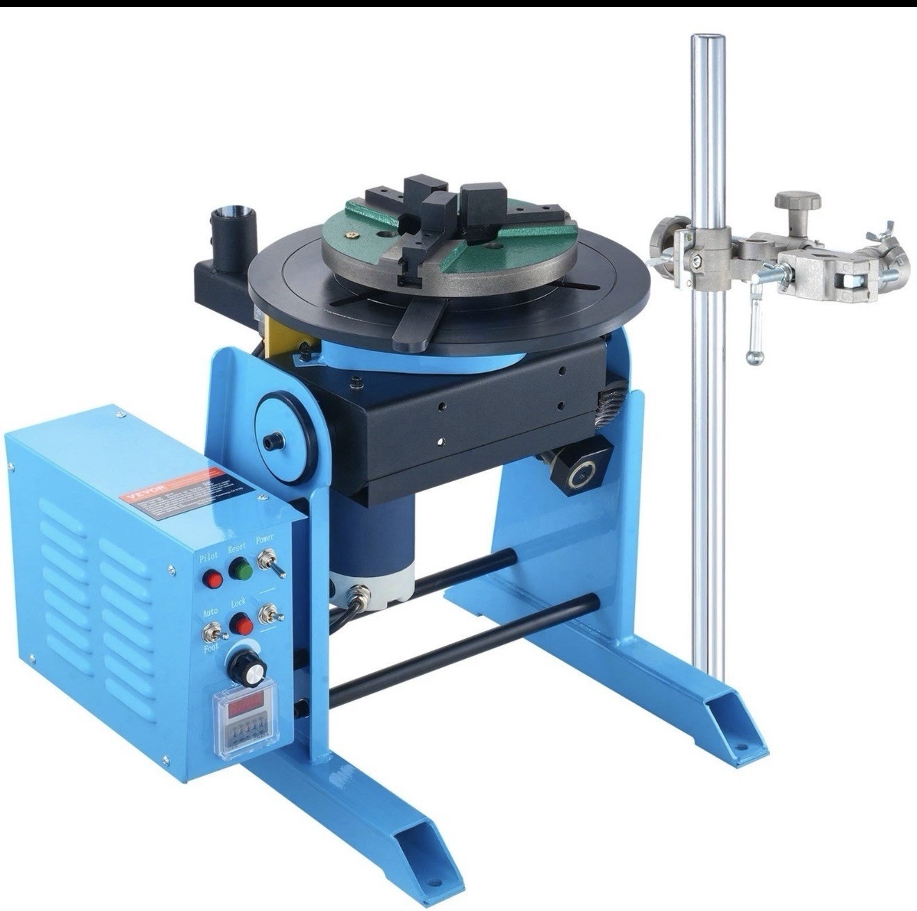 Rotary Welding Positioner: 66lb Load, 0-90° Tilt, 1-12RPM, 12.4" 3-Jaw Chuck