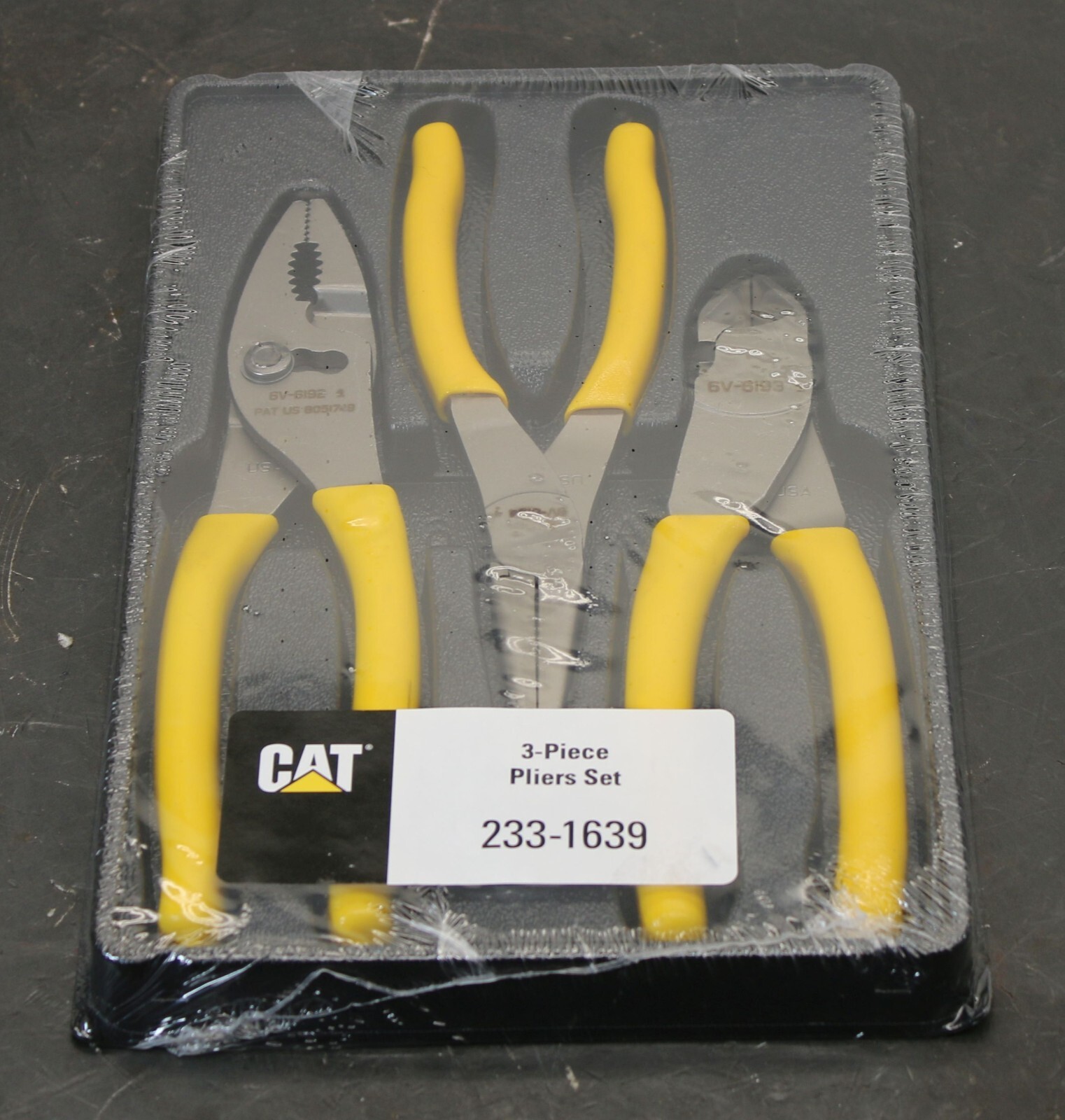 Caterpillar Tools 3pc Plier Set 233-1639 Slip, Needle Nose, and Side Cutter