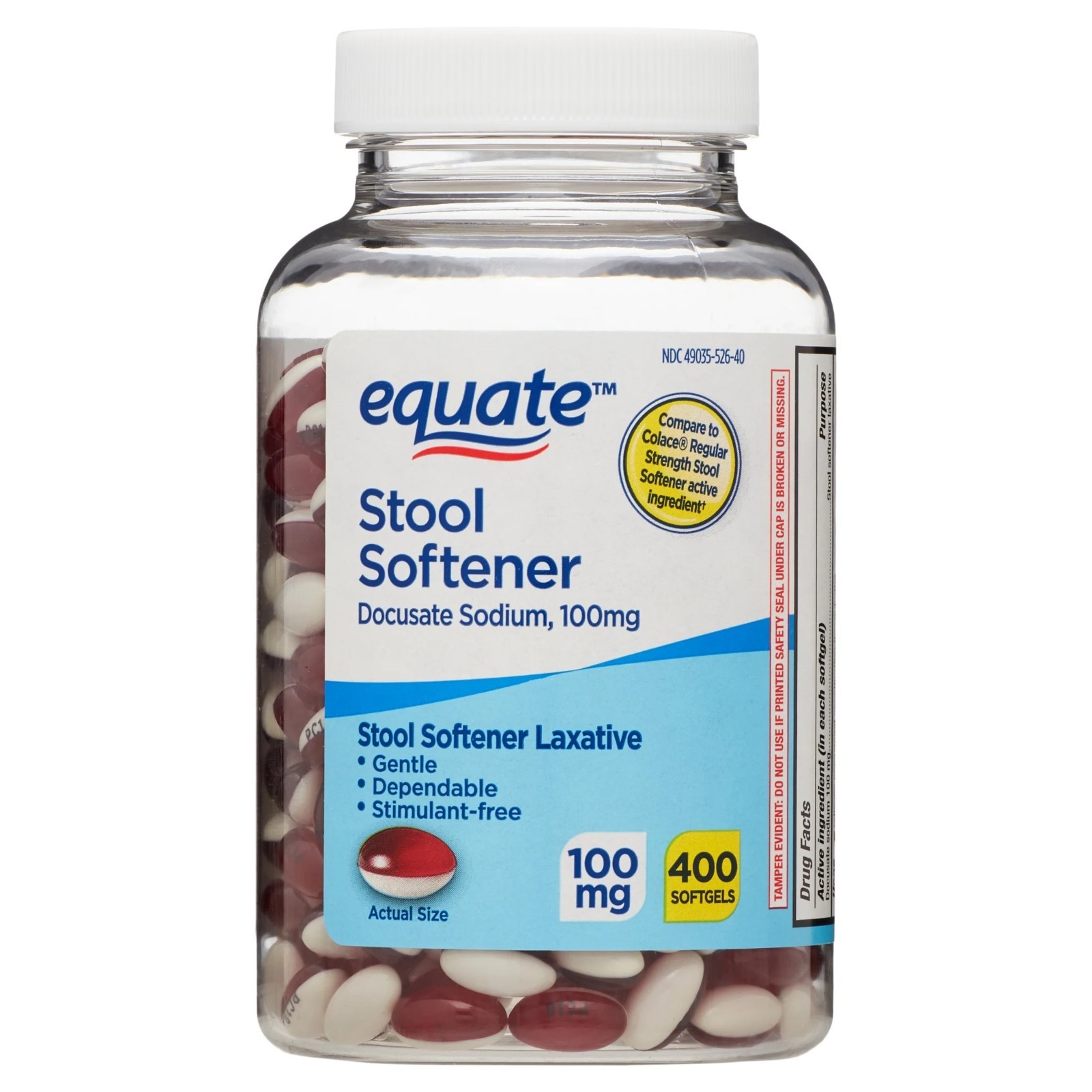 Equate Stool Softener Laxative Softgels, 100 mg, 400 Count