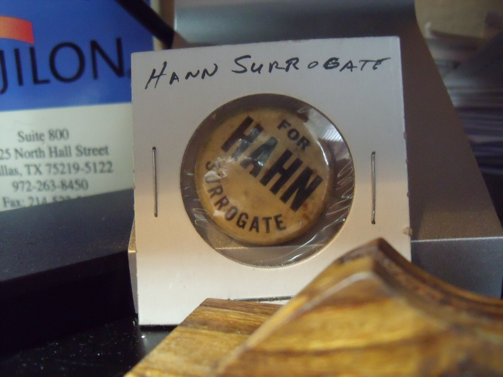 for  HAHN surrogate  Antique PINBACK