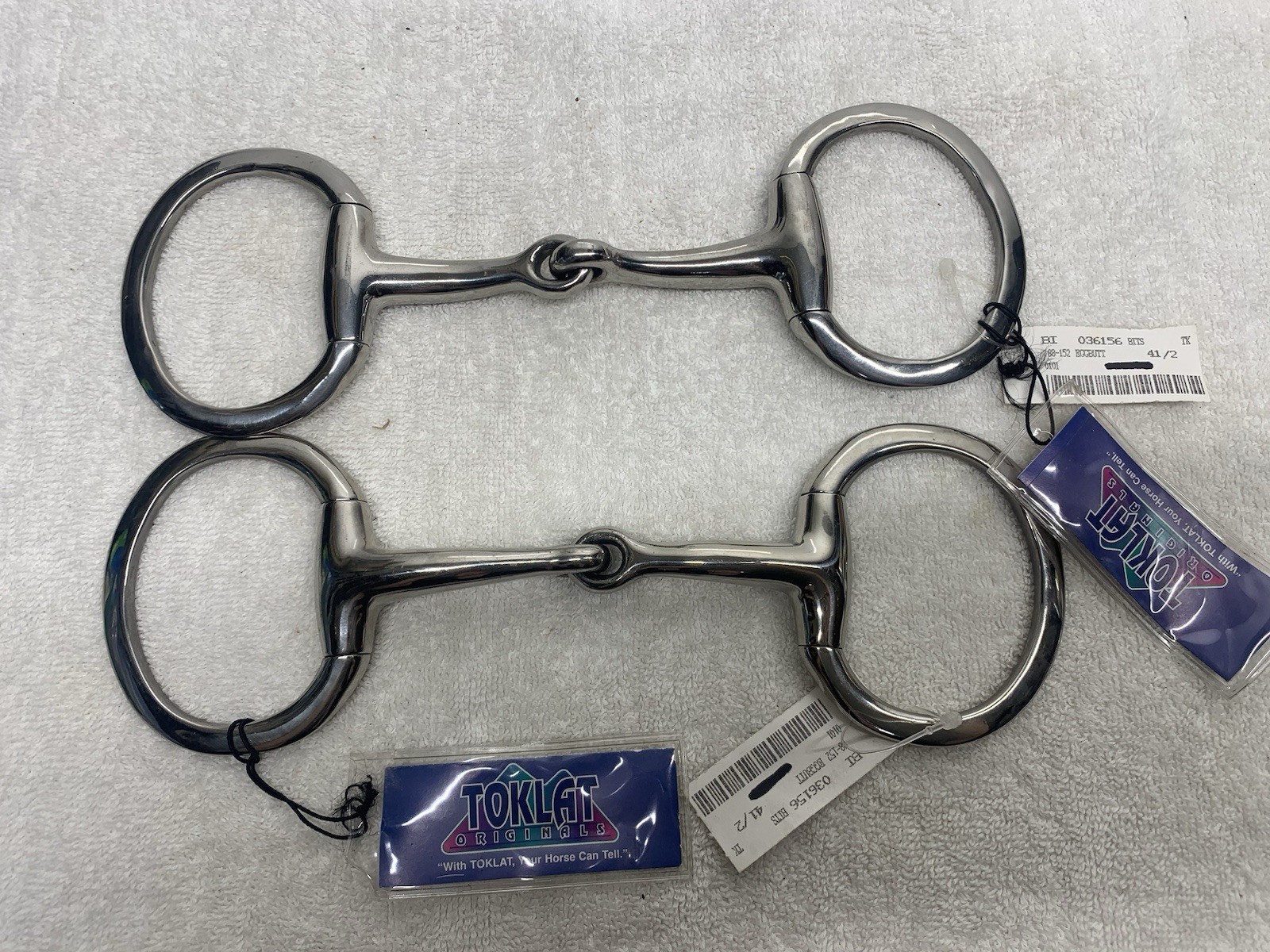Stainless Steel Twisted Mouth Eggbutt Jointed Horse Bit with Flat Rings 4 1/2"