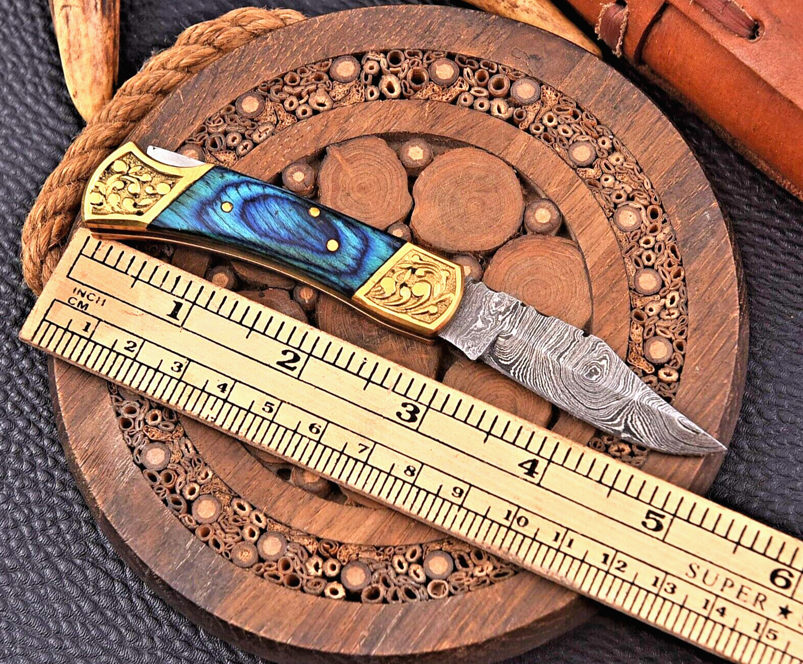 CUSTOM HAND MADE POCKET KNIFE / HAND FORGED DAMASCUS STEEL FOLDING BLADE  1250