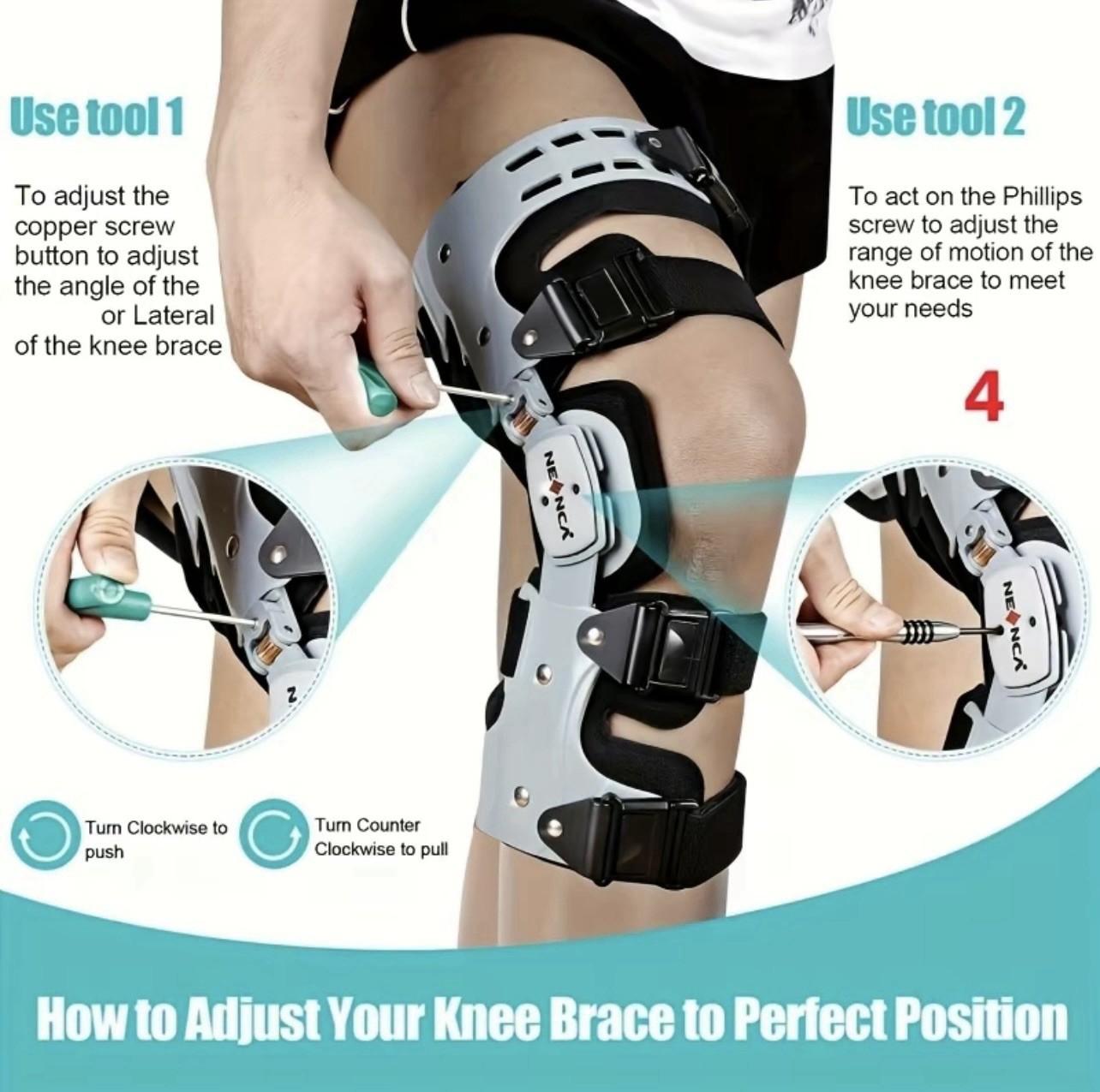 Adjustable Knee Brace For ACL, MCL, PCL Support Breathable ( Left Side)