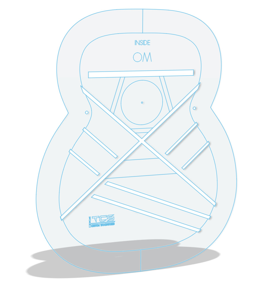 OM Acrylic Acoustic Guitar Soundboard Drop In / Glue Up Bracing Template