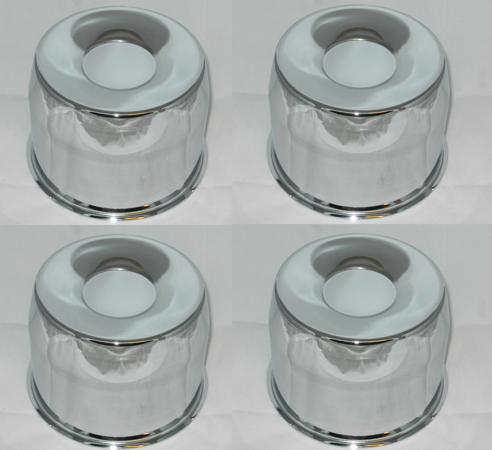 4 CAP DEAL 8 LUG 5.12" DIA BORE 3.5" TALL PUSH THRU WHEEL RIM CHROME CENTER CAPS