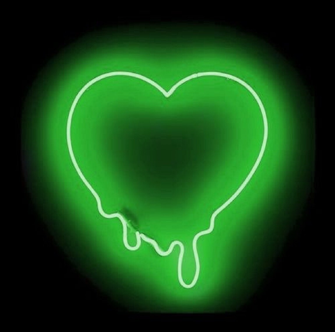 14"x10" Green Melt Heart Neon Sign Acrylic Light Lamp Glass Gift Artwork ZS861