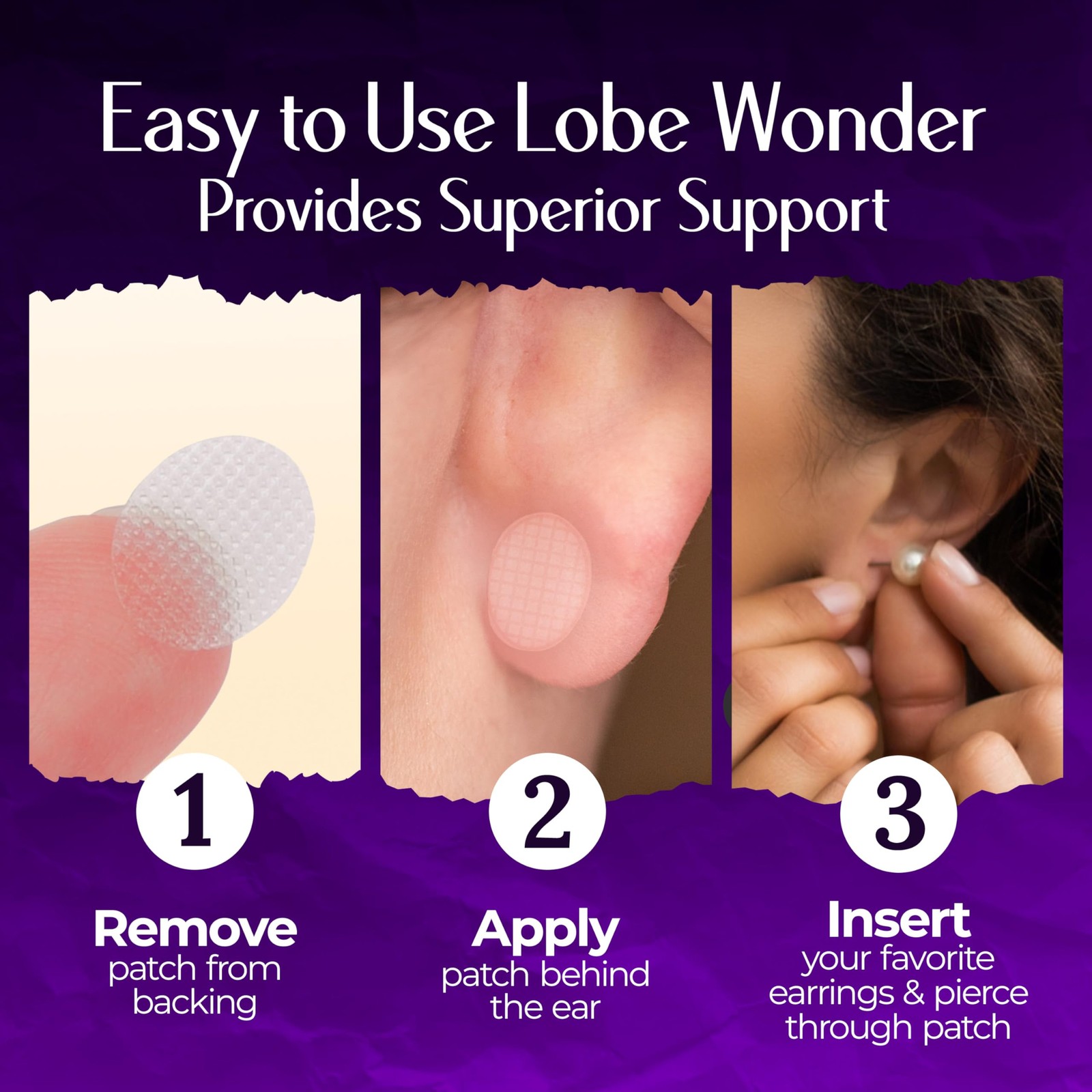 Lobe Wonder - The Original Ear Lobe Support Patch For Pierced Ears -
