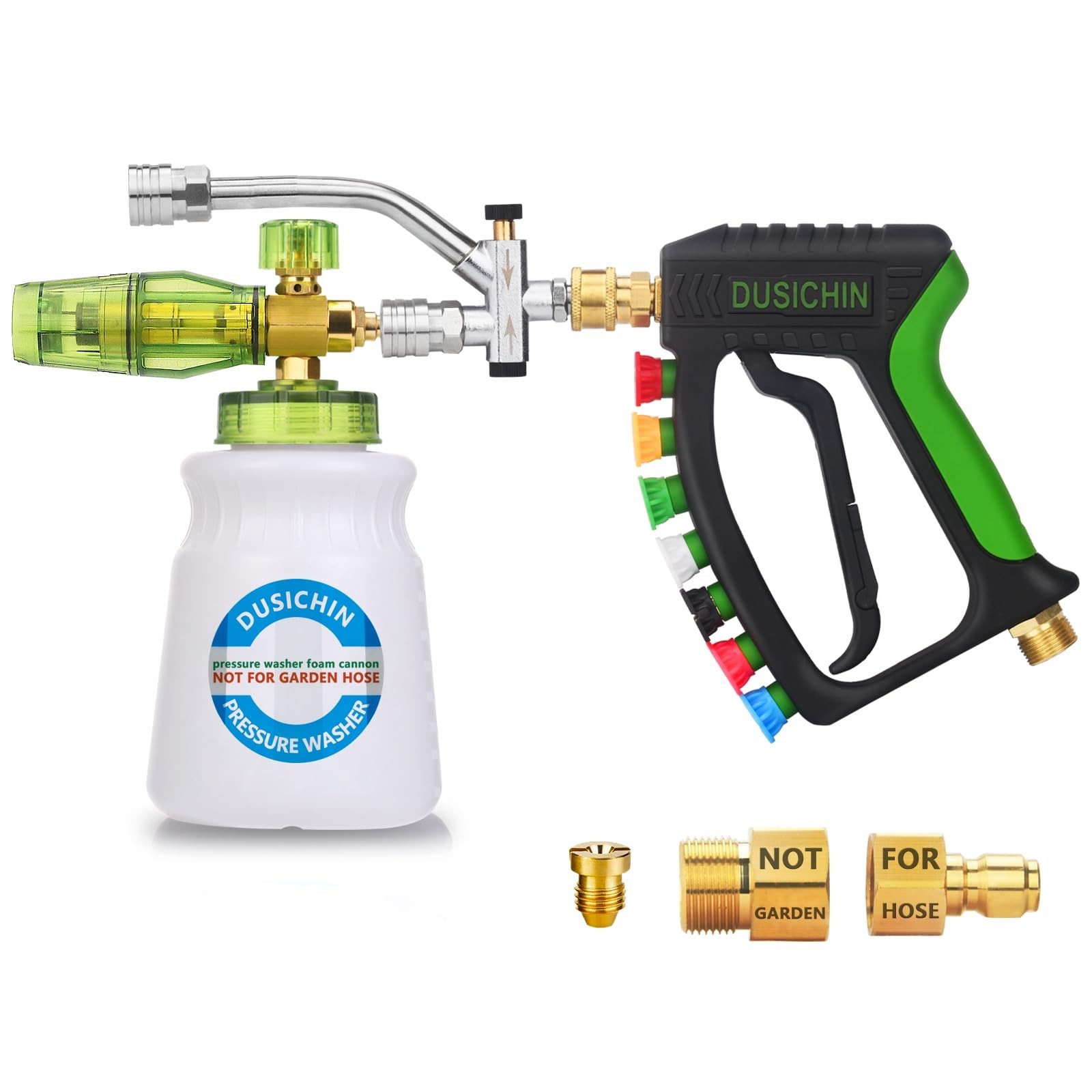 DUSICHIN Foam Cannon Pressure Washer Gun Kit 4000 PSI Double Tip Attachment, ...