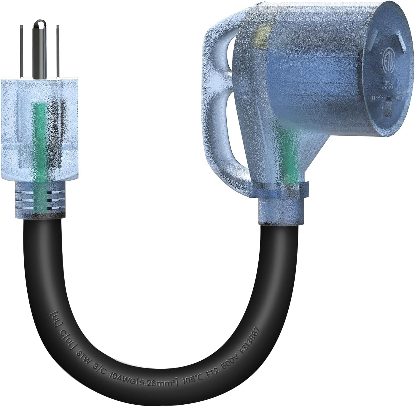 RV Adapter Cord 30 Amp to 110 Volt 13 inch, Nema 5-15P to TT-30R RV Power Conver