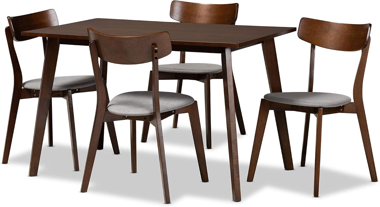 Nori Mid-Century Modern Transitional Light Grey Fabric Upholstered and Walnut Br