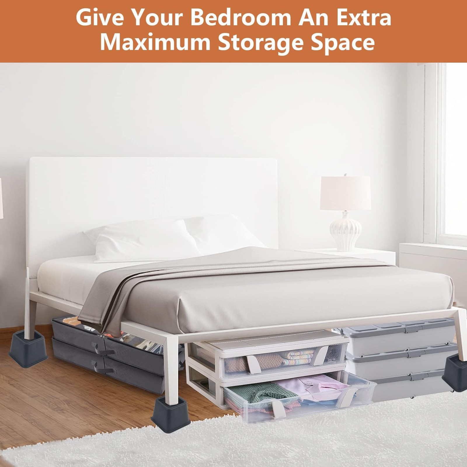 DEDU Bed Risers 3 Inch Heavy Duty 9 Pack, Furniture Risers for Sofas Oversize...