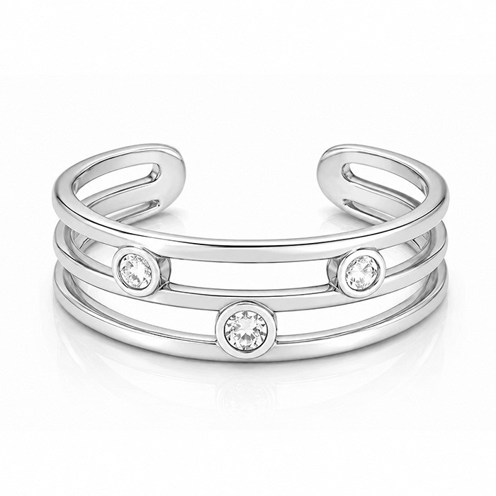 LAB WHITE SAPPHIRES 0.30 Cts TOE RING 14k SOLID WHITE GOLD  - Adjustable